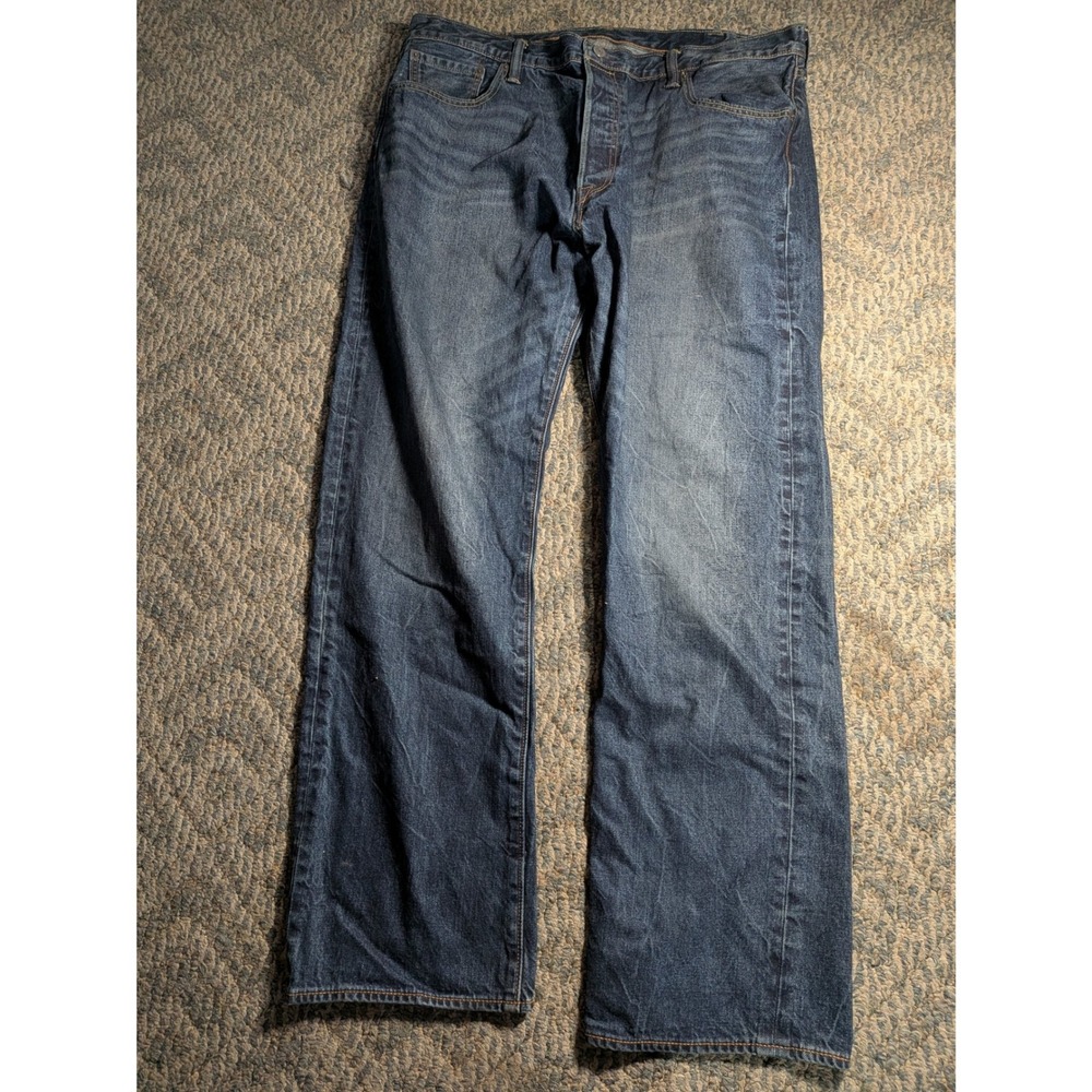 Levis 501 Original Fit Jeans Mens 40x32 Blue Denim Button Fly Straight Leg
